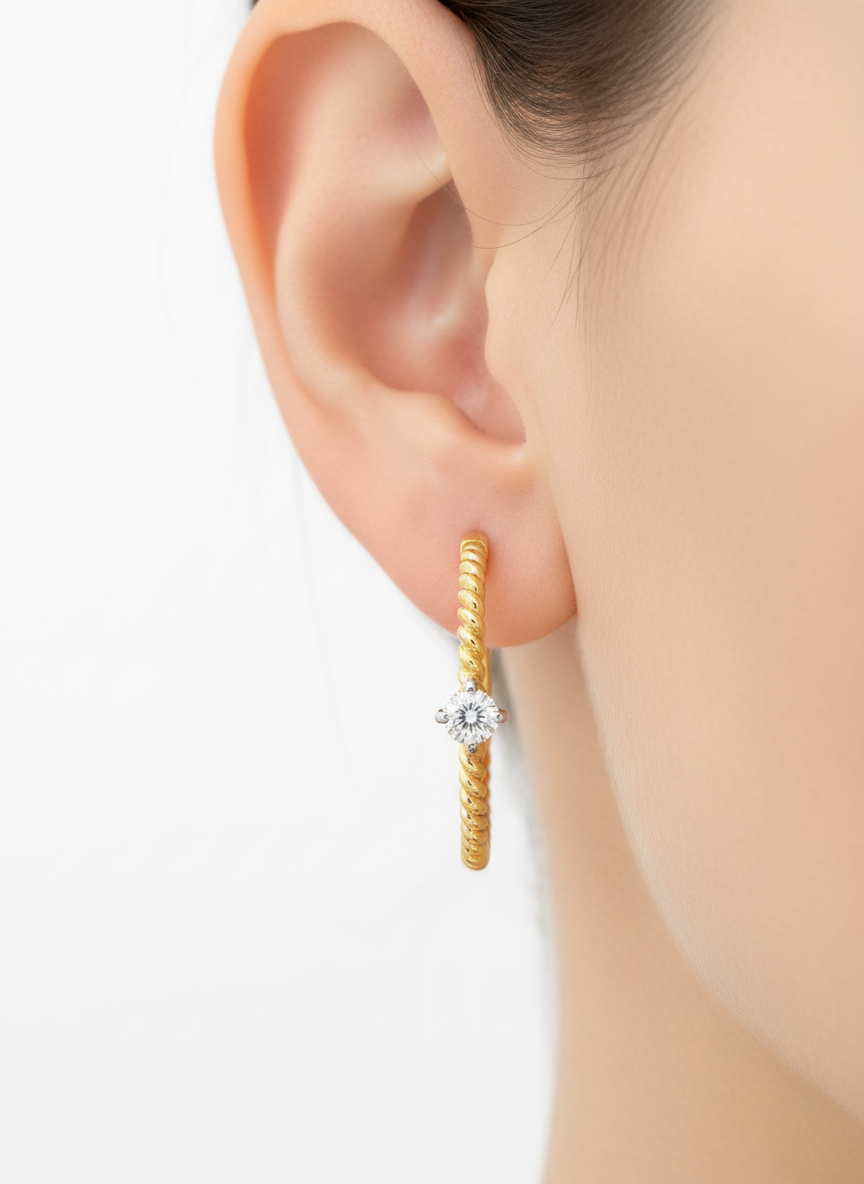Xyvoria Lab Grown Diamond Earring in 18kt Gold Vermeil - Fiona Diamonds - Fiona Diamonds