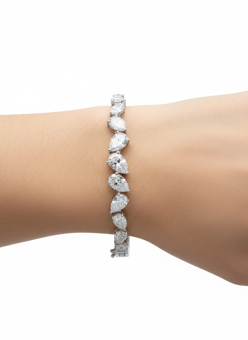 Close-up of Elara Bangle Lab Diamond bracelet in 18K White Gold  Fiona Diamonds