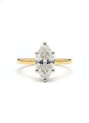 Fable Crown Marquise Lab Diamond Classic Solitaire Ring in 18K Yellow Gold by Fiona Diamonds