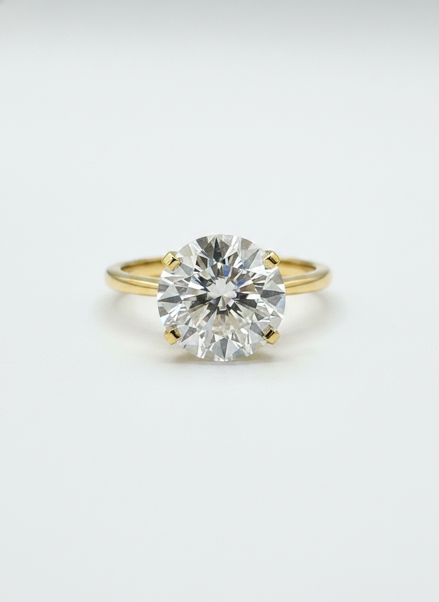 Veil Eternity Round Lab Diamond Classic Solitaire Ring in 18K Yellow Gold by Fiona Diamonds