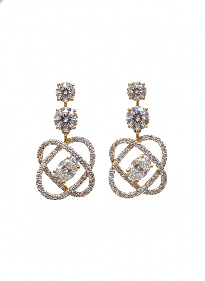 Nimbus Loop Round Lab Diamond Drop Earrings in 9K Yellow Gold by Fiona Diamonds