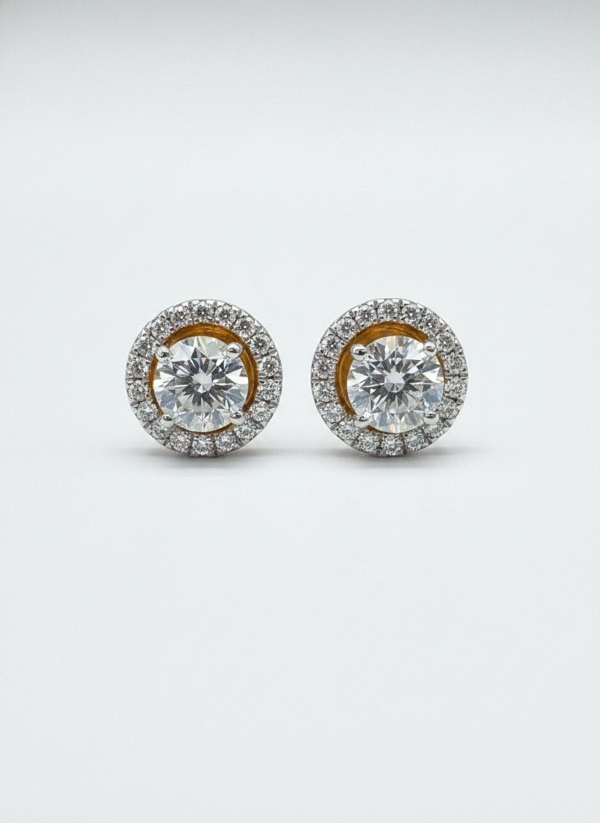 Tide Cluster Round Lab Diamond Cluster Earrings in 18K Rose Gold by Fiona Diamonds
