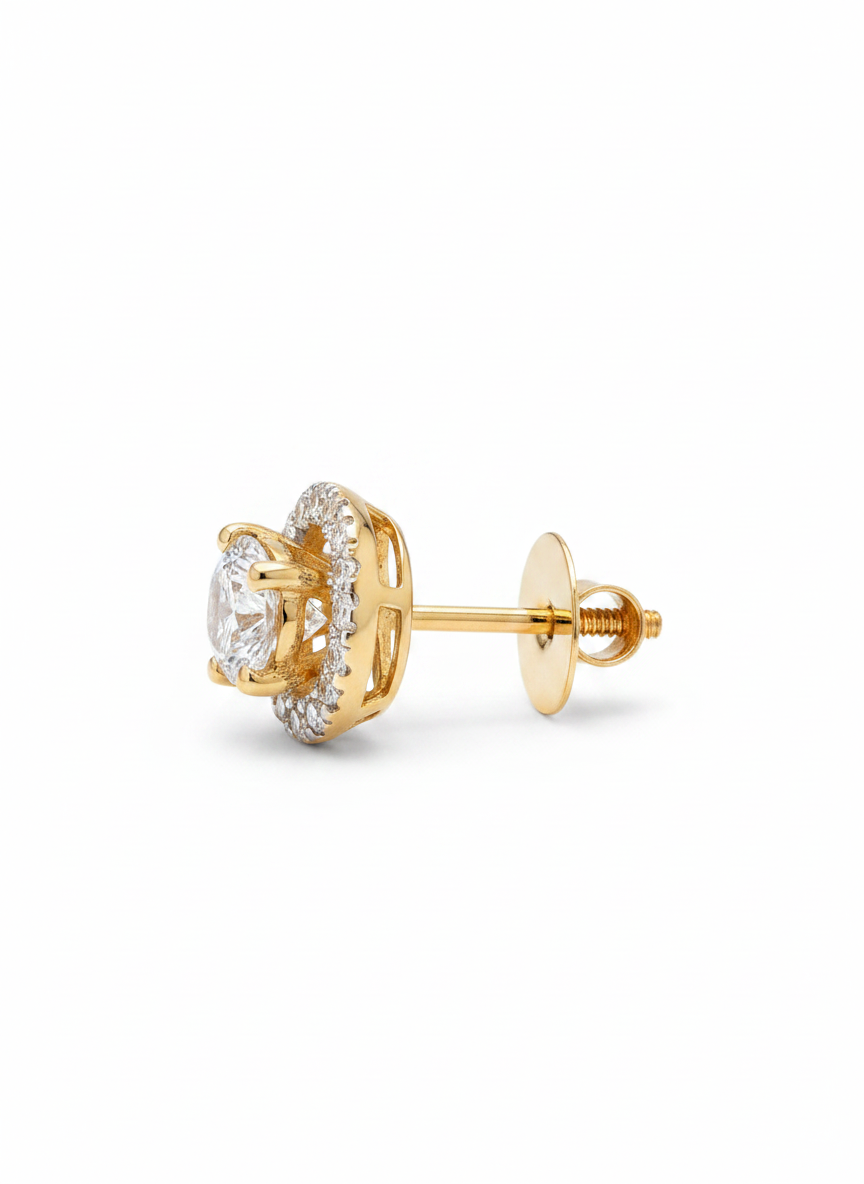 Close-up of Tide Cluster Round Lab Diamond Cluster Earrings in 18K Rose Gold by Fiona Diamonds