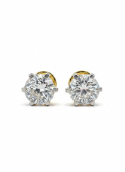 Nimbus Stud Round Lab Diamond Classic Solitaire Stud Earrings in 18K Yellow Gold by Fiona Diamonds