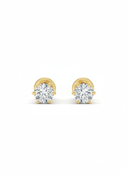 Soleil Swing Round Lab Diamond Classic Solitaire Stud Earrings in 18K Yellow Gold by Fiona Diamonds