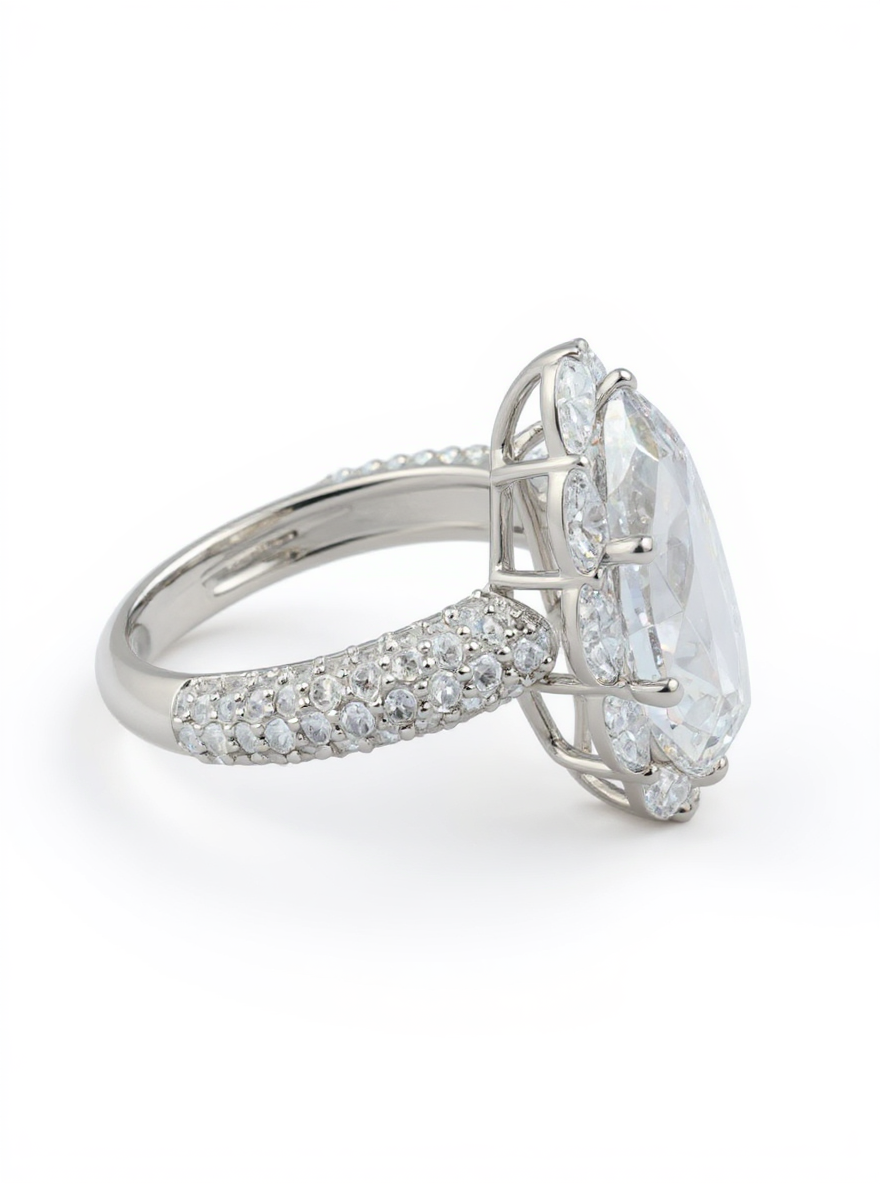 5 Carat Pear Lab Diamond Ring - Fiona Diamonds - Fiona Diamonds