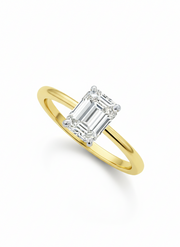 Aurora 1.04ct Emerald Lab Diamond Classic Solitaire Ring in 18K Yellow Gold by Fiona Diamonds