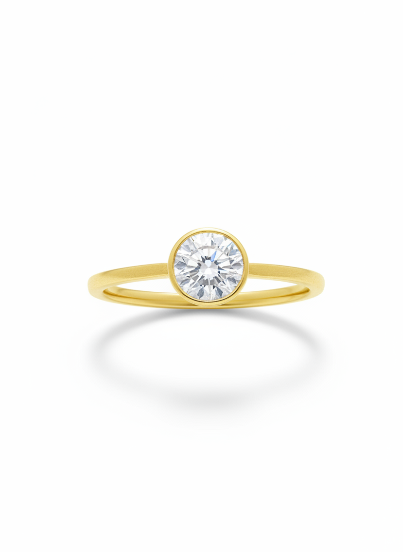 Kiyaara 53 Pointer Round Lab Diamond Classic Solitaire Ring in 18K Yellow Gold by Fiona Diamonds