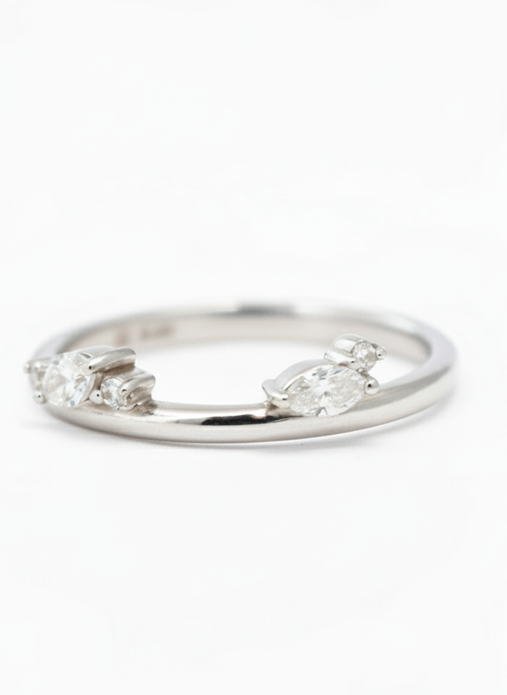 Vortexify Marquise Lab Diamond Designer Ring in 18K White Gold by Fiona Diamonds