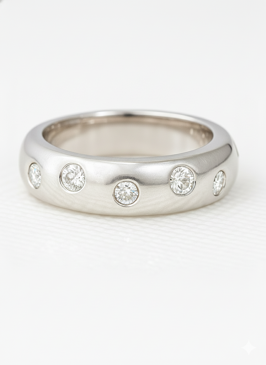 Renee Round Lab Diamond Band in 18K White Gold by Fiona Diamonds