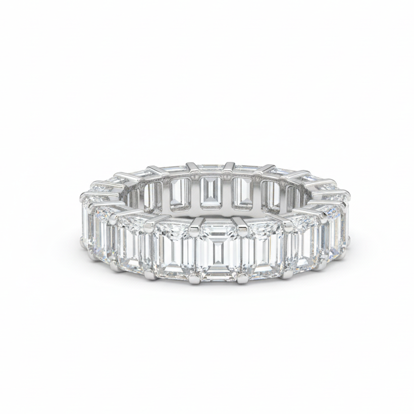 Imperial Emerald Lab Diamond Eternity Ring in 14K White Gold by Fiona Diamonds