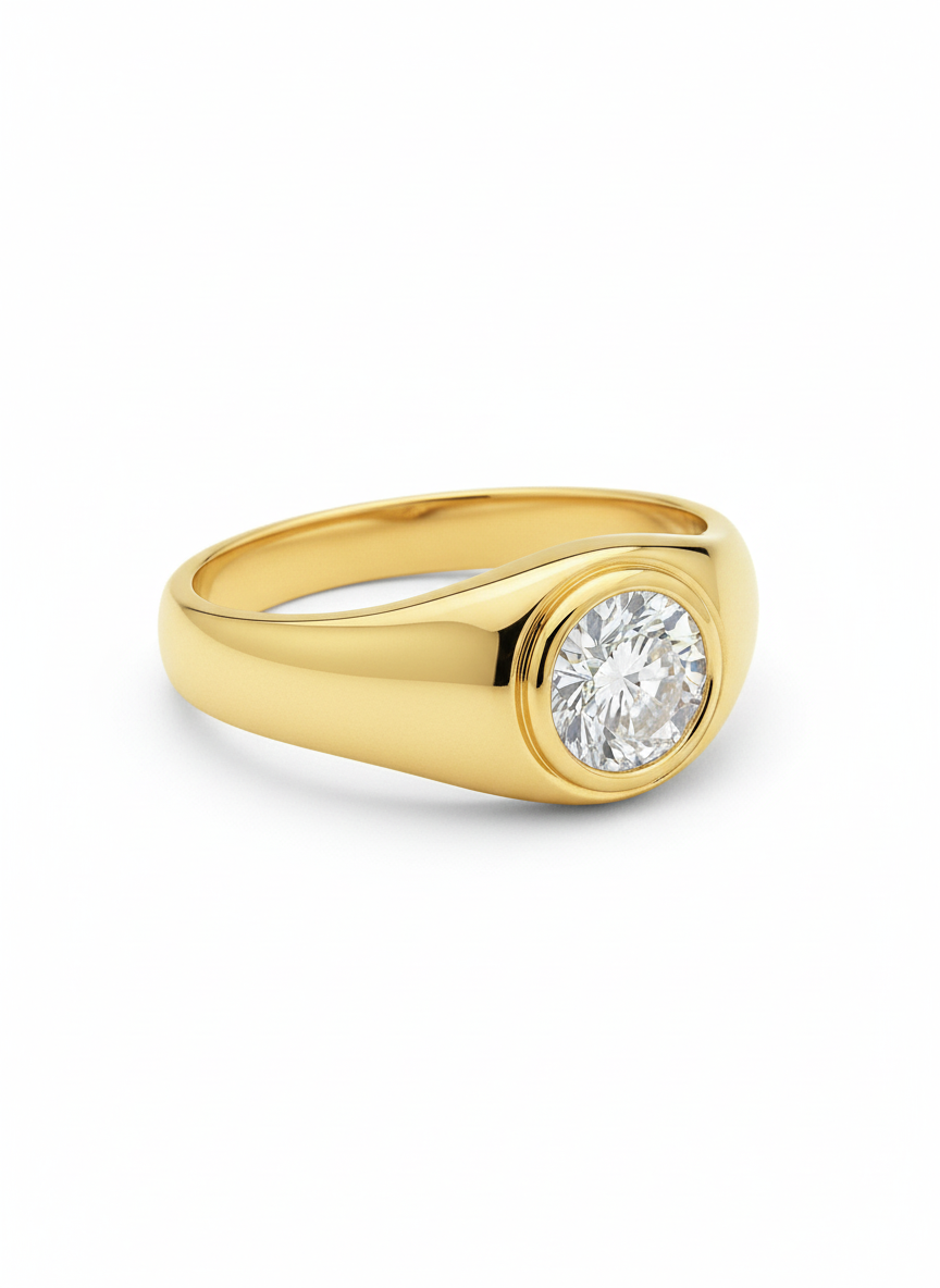 Timeless 1ct Round Lab Diamond Classic Solitaire Ring in 14K Yellow Gold by Fiona Diamonds