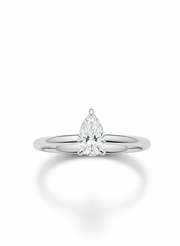 Azurelle 51 Pointer Pear Lab Diamond Classic Solitaire Ring in 14K White Gold by Fiona Diamonds