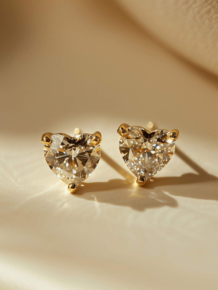 Elegance 0.5ct Heart Solitaire Lab Diamond Earrings - Fiona Diamonds - Fiona Diamonds