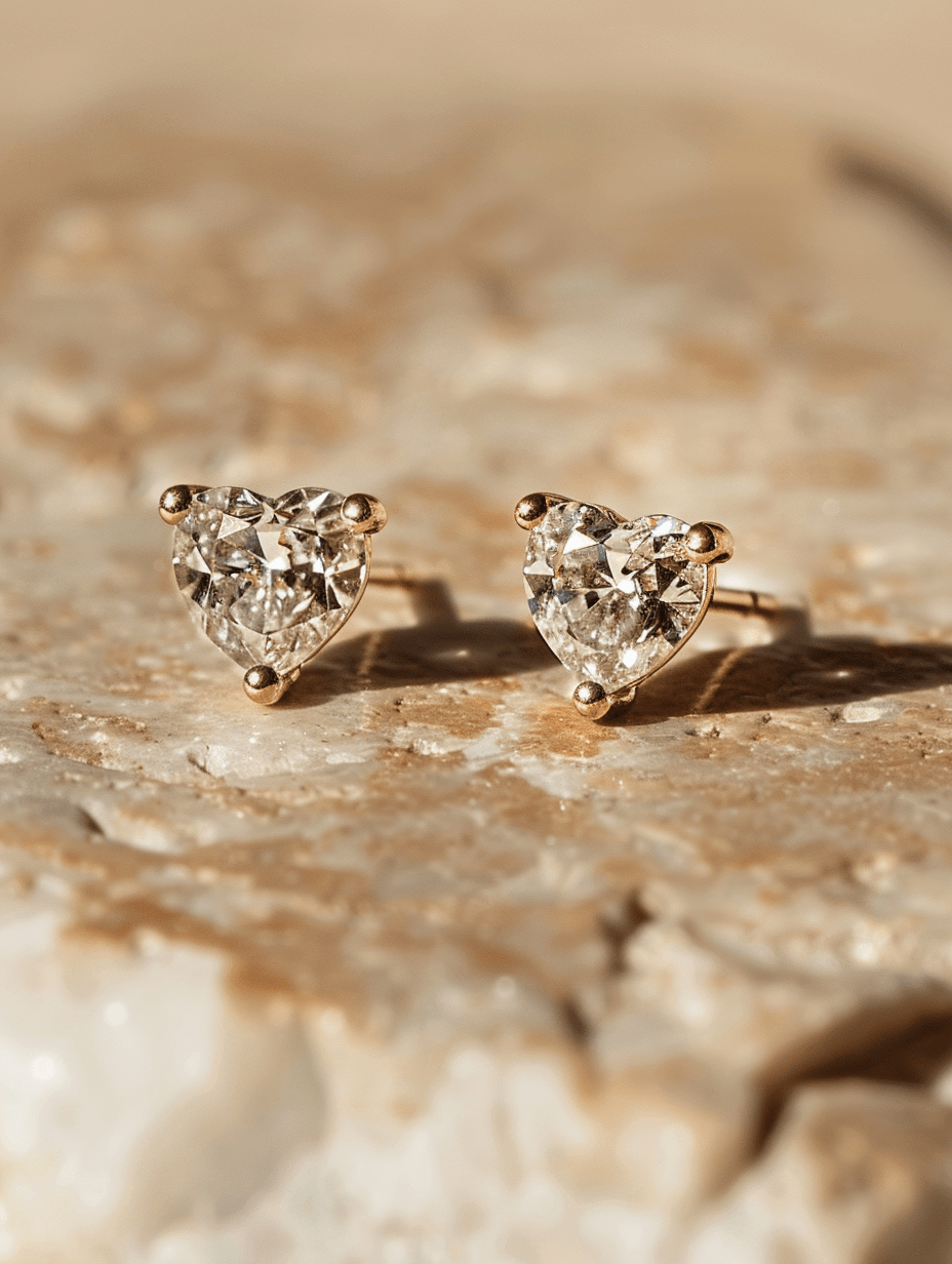 Elegance 0.5ct Heart Solitaire Lab Diamond Earrings - Fiona Diamonds - Fiona Diamonds