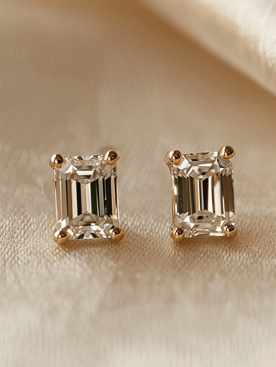 Seraphic 0.5ct Emerald Solitaire Lab Diamond Earrings - Fiona Diamonds - Fiona Diamonds