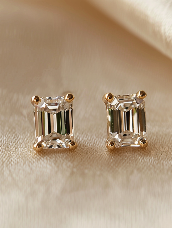 Seraphic 0.5ct Emerald Solitaire Lab Diamond Earrings - Fiona Diamonds - Fiona Diamonds