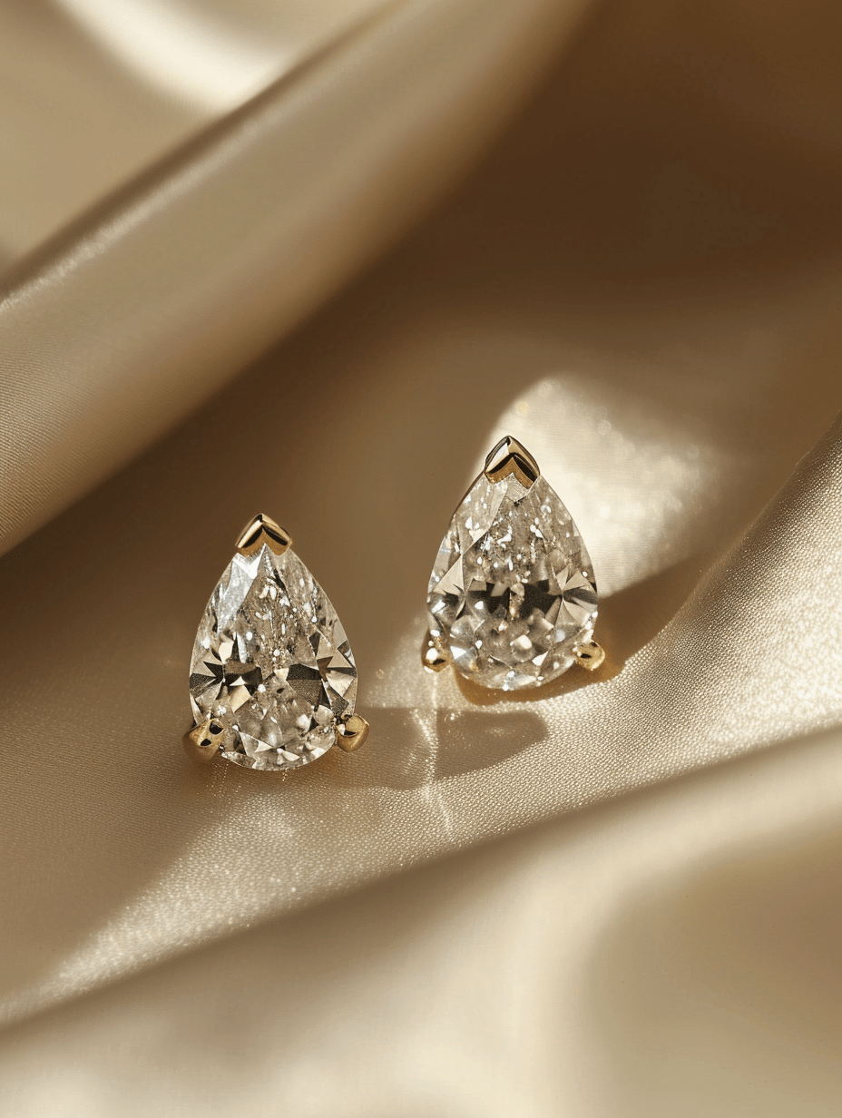 Solstice 0.5ct Pear Solitaire Lab Diamond Earrings - Fiona Diamonds - Fiona Diamonds