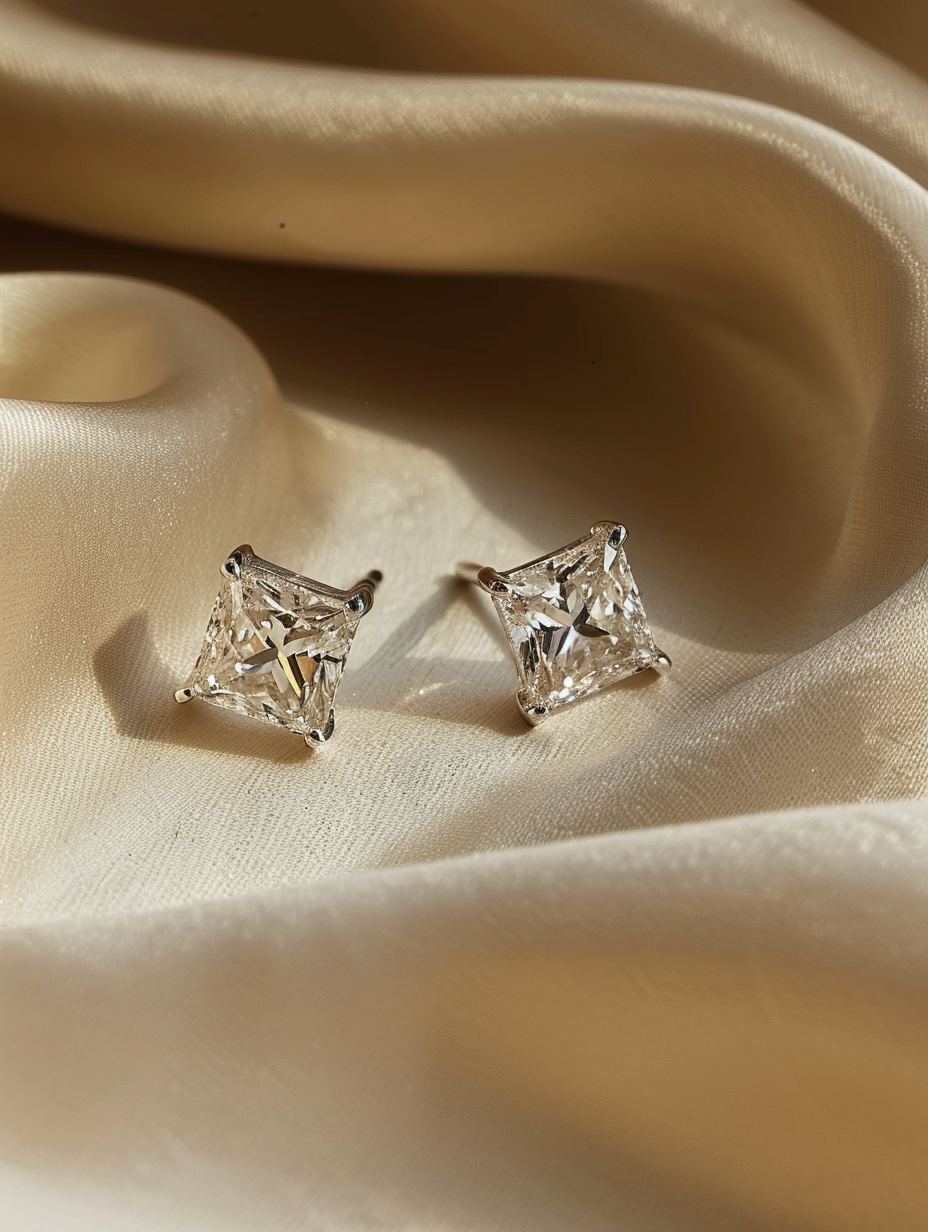 Aurora 0.5ct Princess Solitaire Lab Diamond Earrings - Fiona Diamonds - Fiona Diamonds