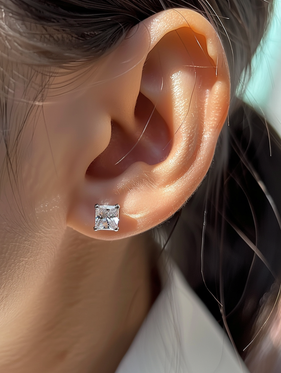 Radiance 1ct Princess Solitaire Lab Diamond Earrings - Fiona Diamonds - Fiona Diamonds