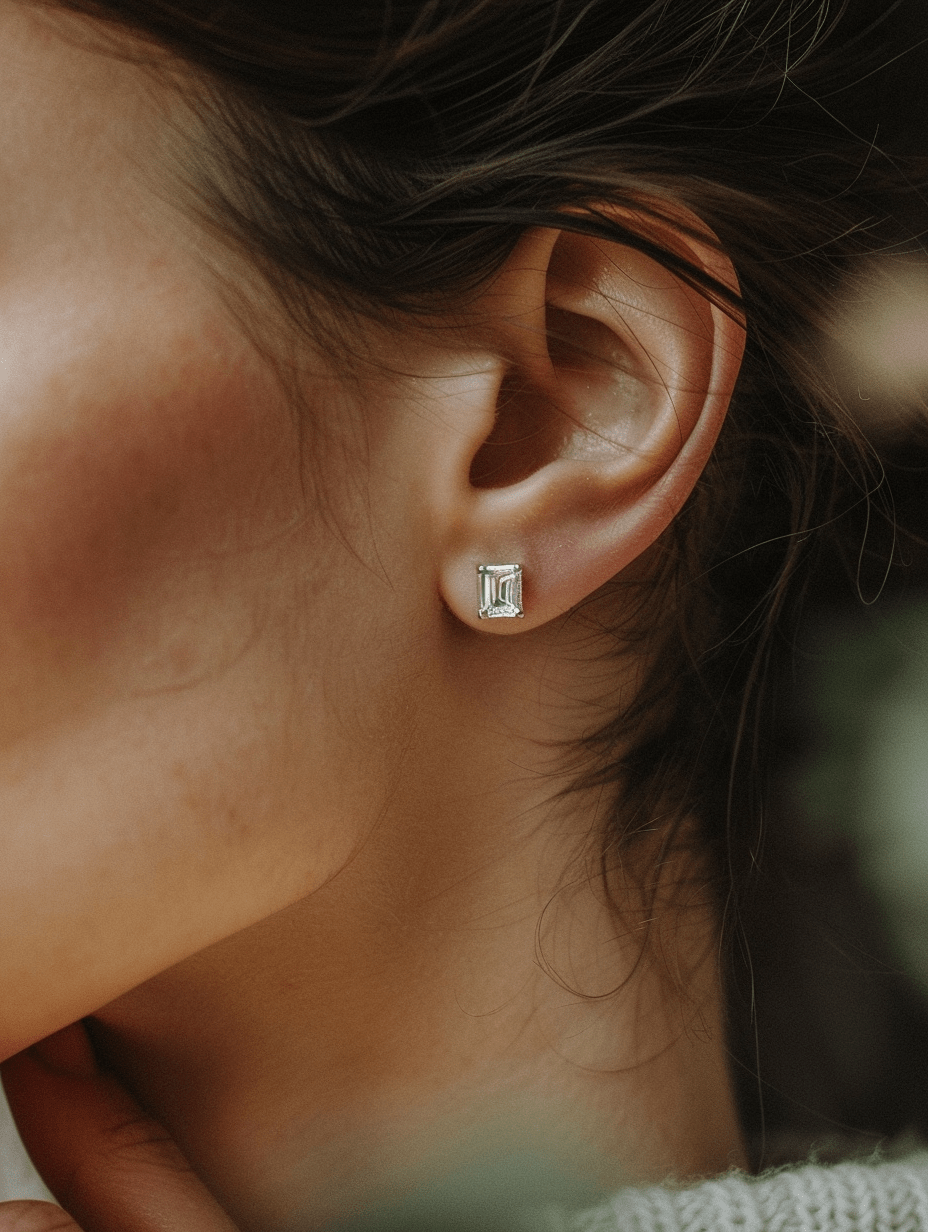 Seraphic 0.5ct Emerald Solitaire Lab Diamond Earrings - Fiona Diamonds - Fiona Diamonds