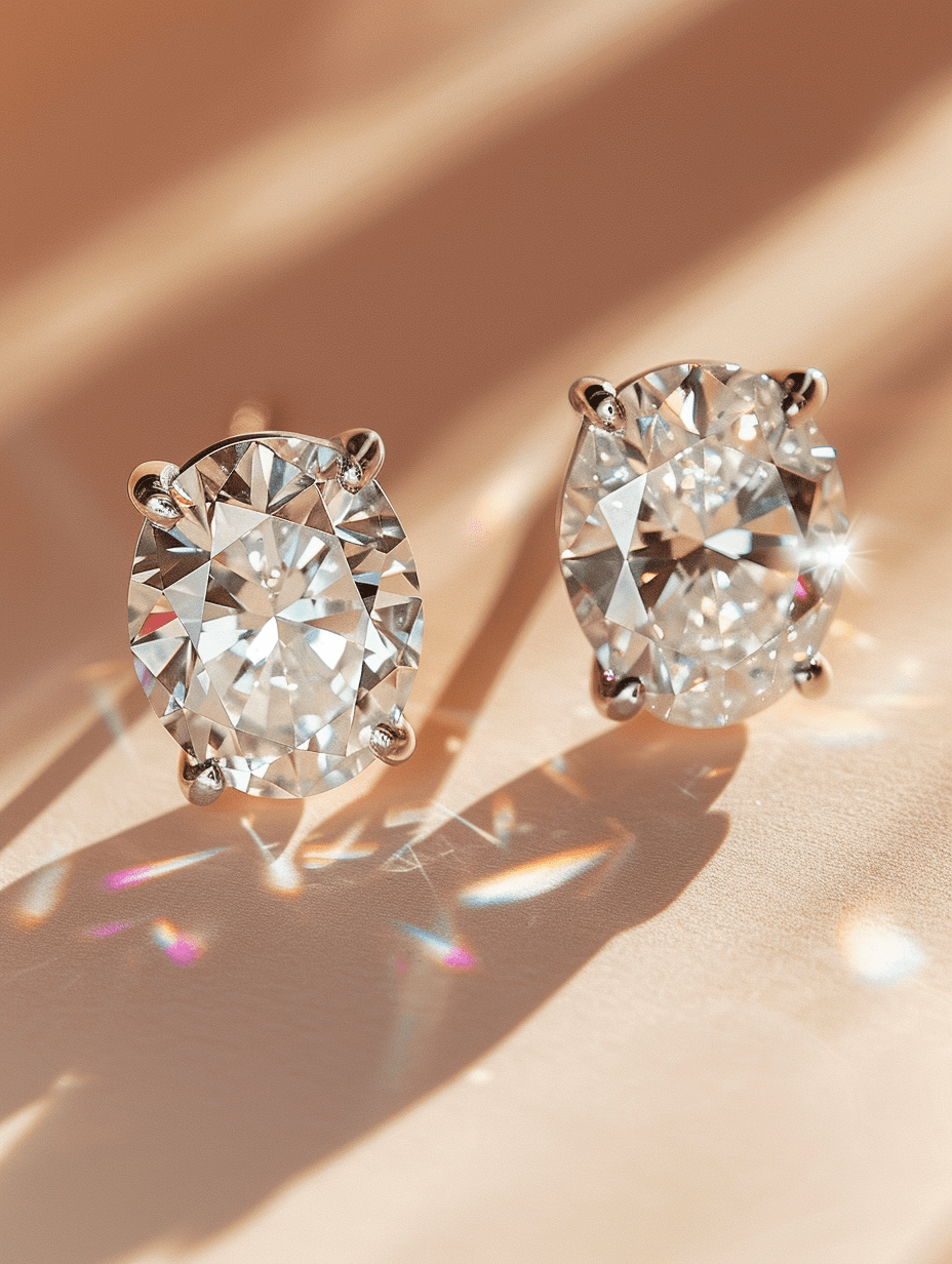 Grace 1ct Oval Solitaire Lab Diamond Earrings - Fiona Diamonds - Fiona Diamonds