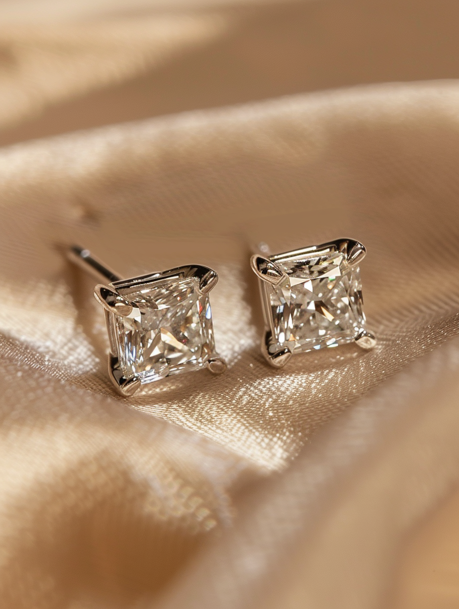 Radiance 1ct Princess Solitaire Lab Diamond Earrings - Fiona Diamonds - Fiona Diamonds