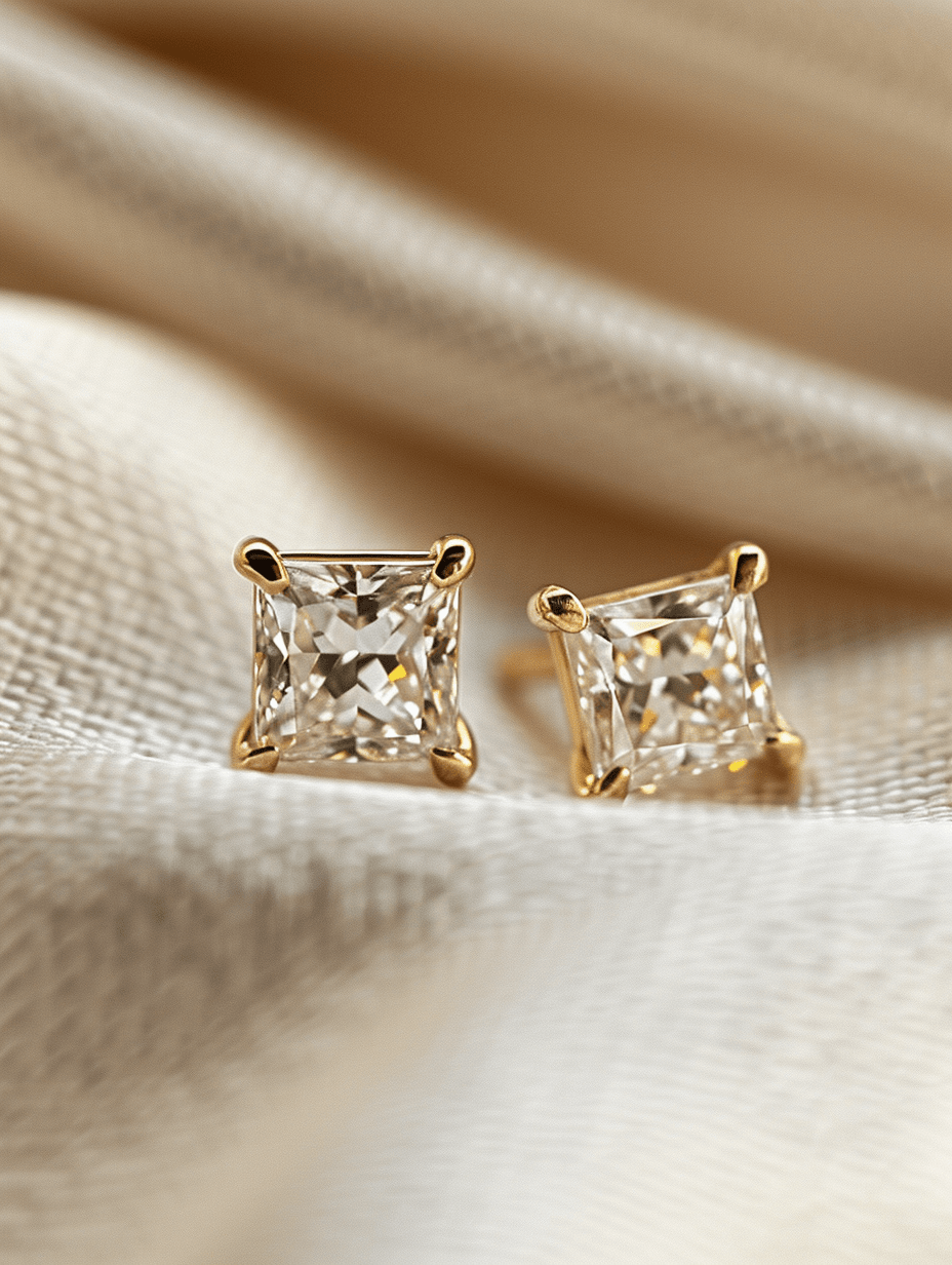 Radiance 1ct Princess Solitaire Lab Diamond Earrings - Fiona Diamonds - Fiona Diamonds