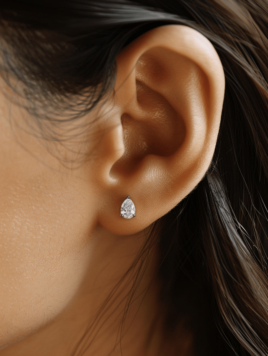 Enchanté 1ct Pear Solitaire Lab Diamond Earrings - Fiona Diamonds - Fiona Diamonds