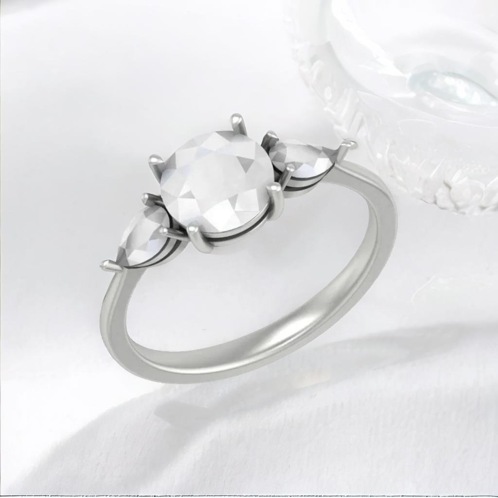 Fluxor Three Stone Lab Diamond Ring - Fiona Diamonds - Fiona Diamonds
