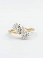 Theron Veil Pear Lab Diamond Toi Et Moi Ring in 14K Yellow Gold by Fiona Diamonds