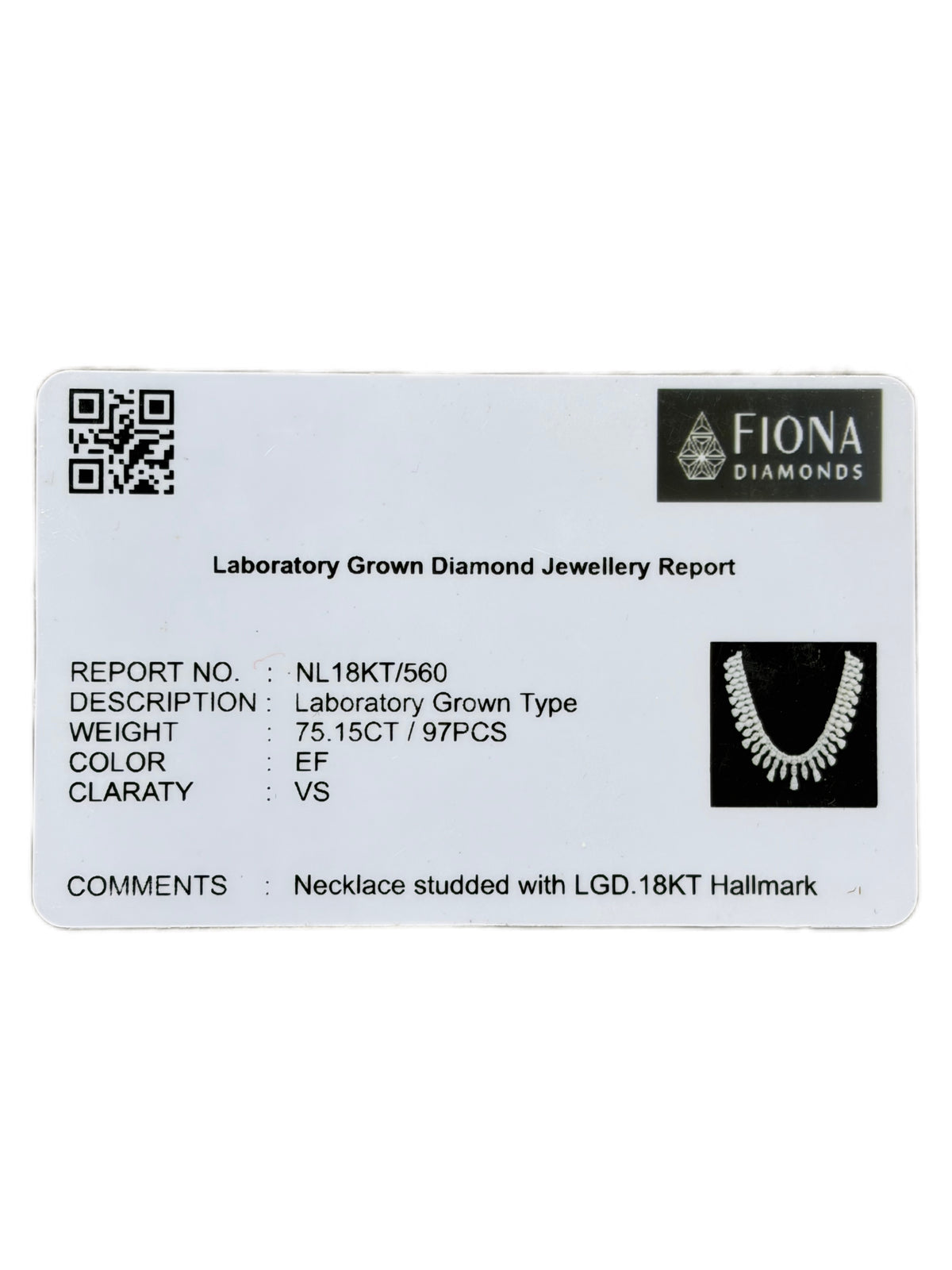 Elvrane Nolvex Lab Diamond Necklace - Fiona Diamonds - Fiona Diamonds