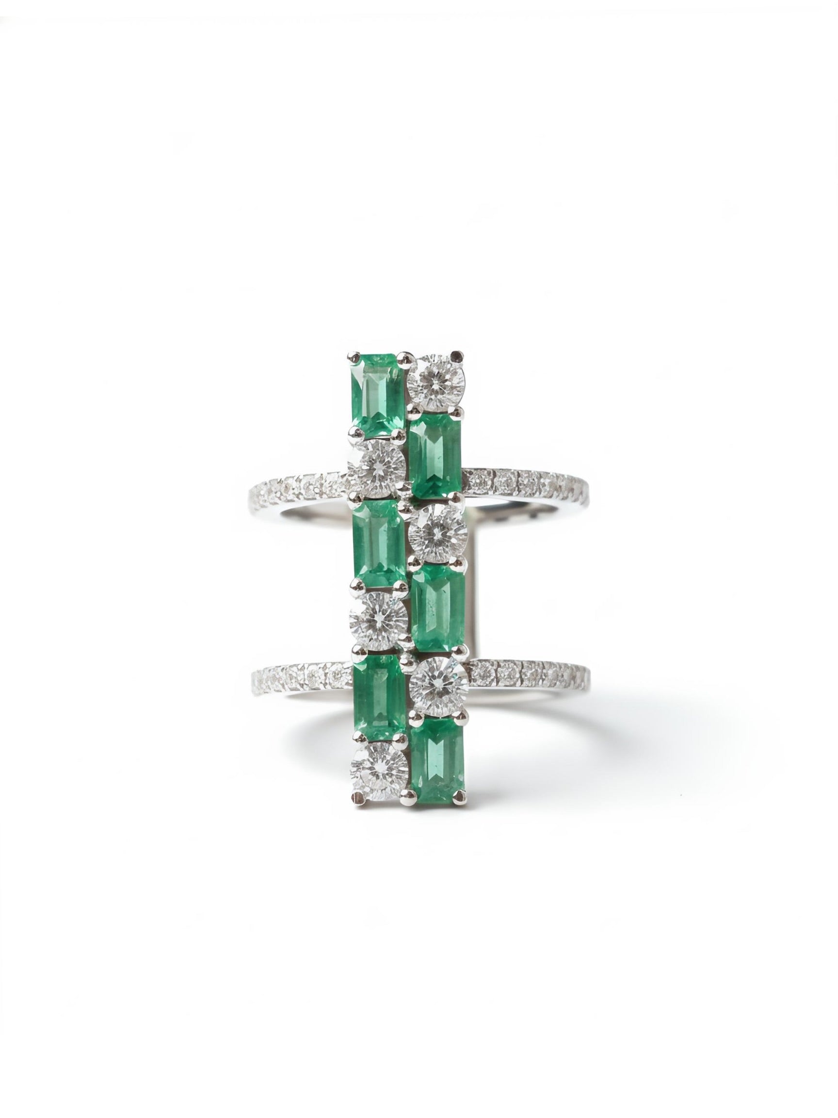 Brylithia Round Lab Diamond Cocktail Ring in 14K White Gold by Fiona Diamonds