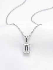 Fable Lore Emerald Lab Diamond Solitaire Pendant in 9K White Gold by Fiona Diamonds