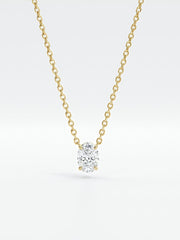 Solen Vex Oval Lab Diamond Solitaire Pendant in 14K Yellow Gold by Fiona Diamonds