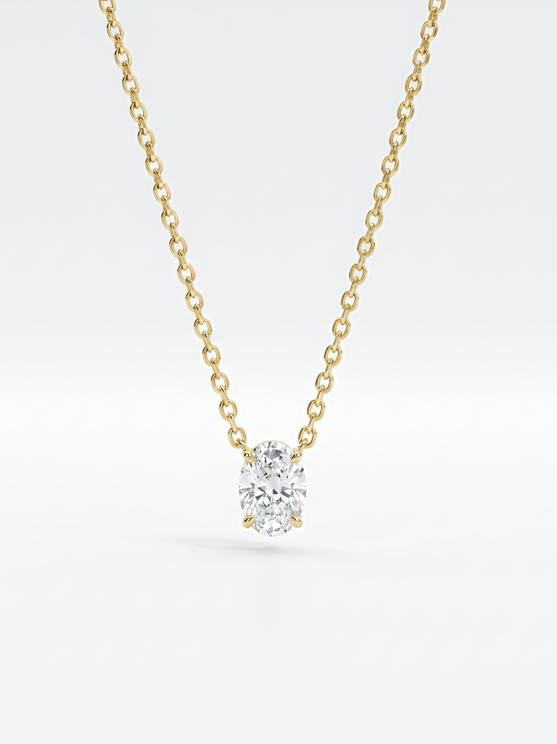 Solen Vex Oval Lab Diamond Solitaire Pendant in 14K Yellow Gold by Fiona Diamonds