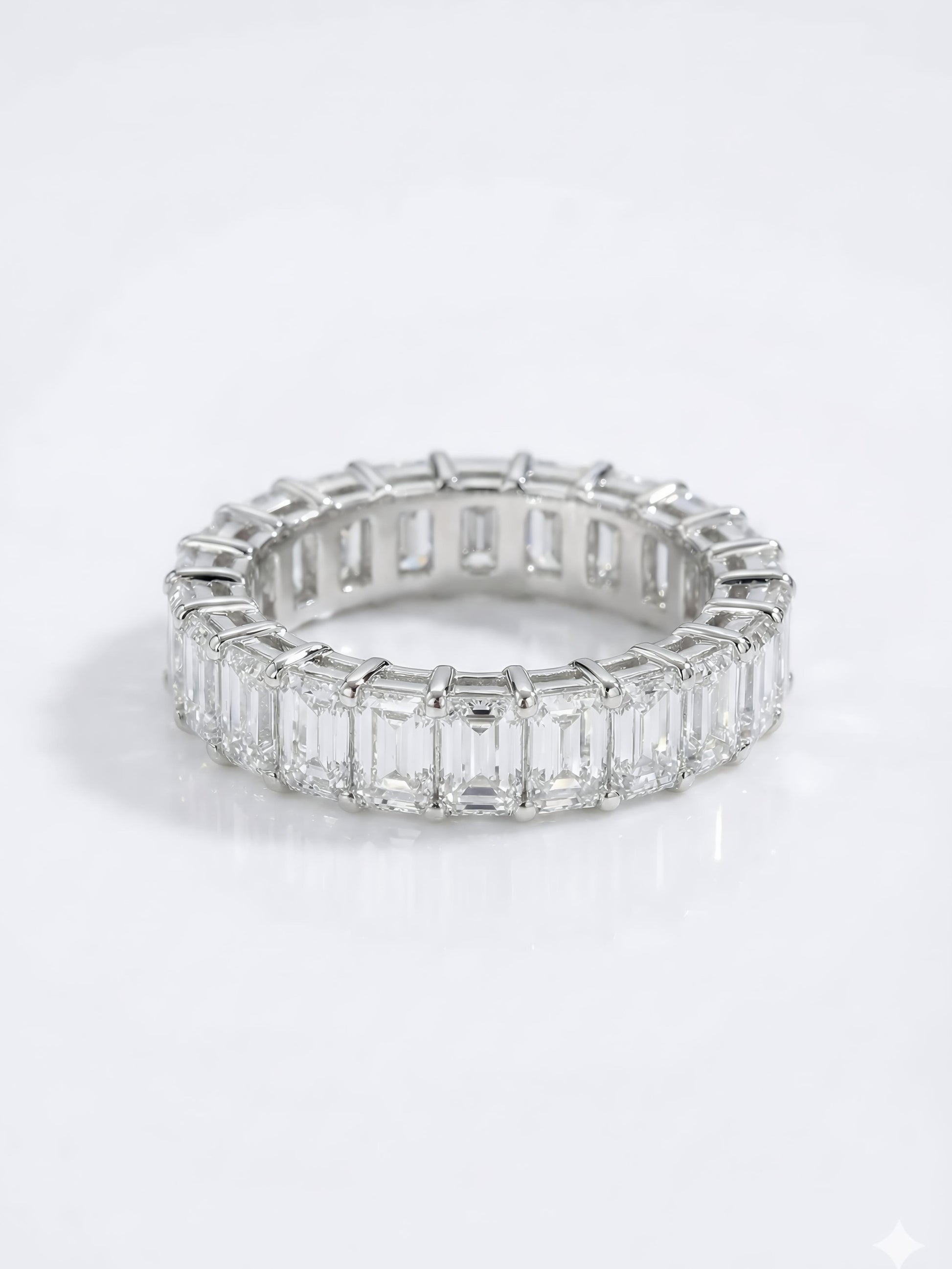 Aelivra Emerald Lab Diamond Eternity Ring in 18K White Gold by Fiona Diamonds