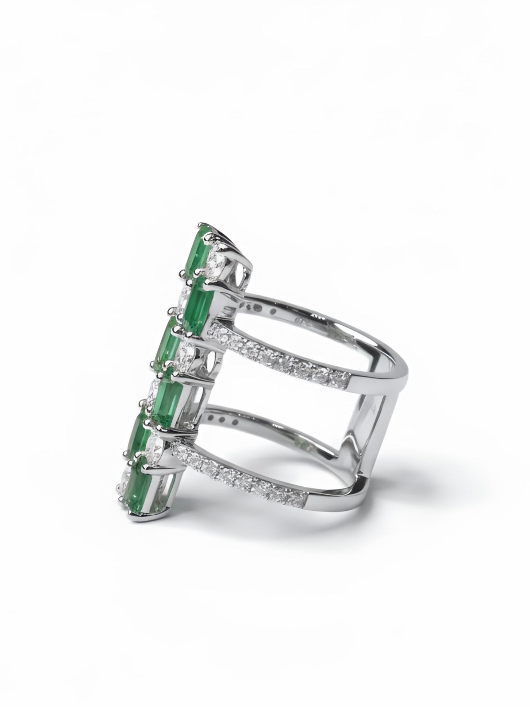 Side view of Brylithia Round Lab Diamond Cocktail Ring in 14K White Gold - Fiona Diamonds