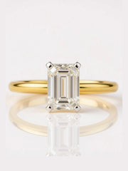Mingxia 1ct Emerald Lab Diamond Classic Solitaire Ring in 14K Yellow Gold by Fiona Diamonds
