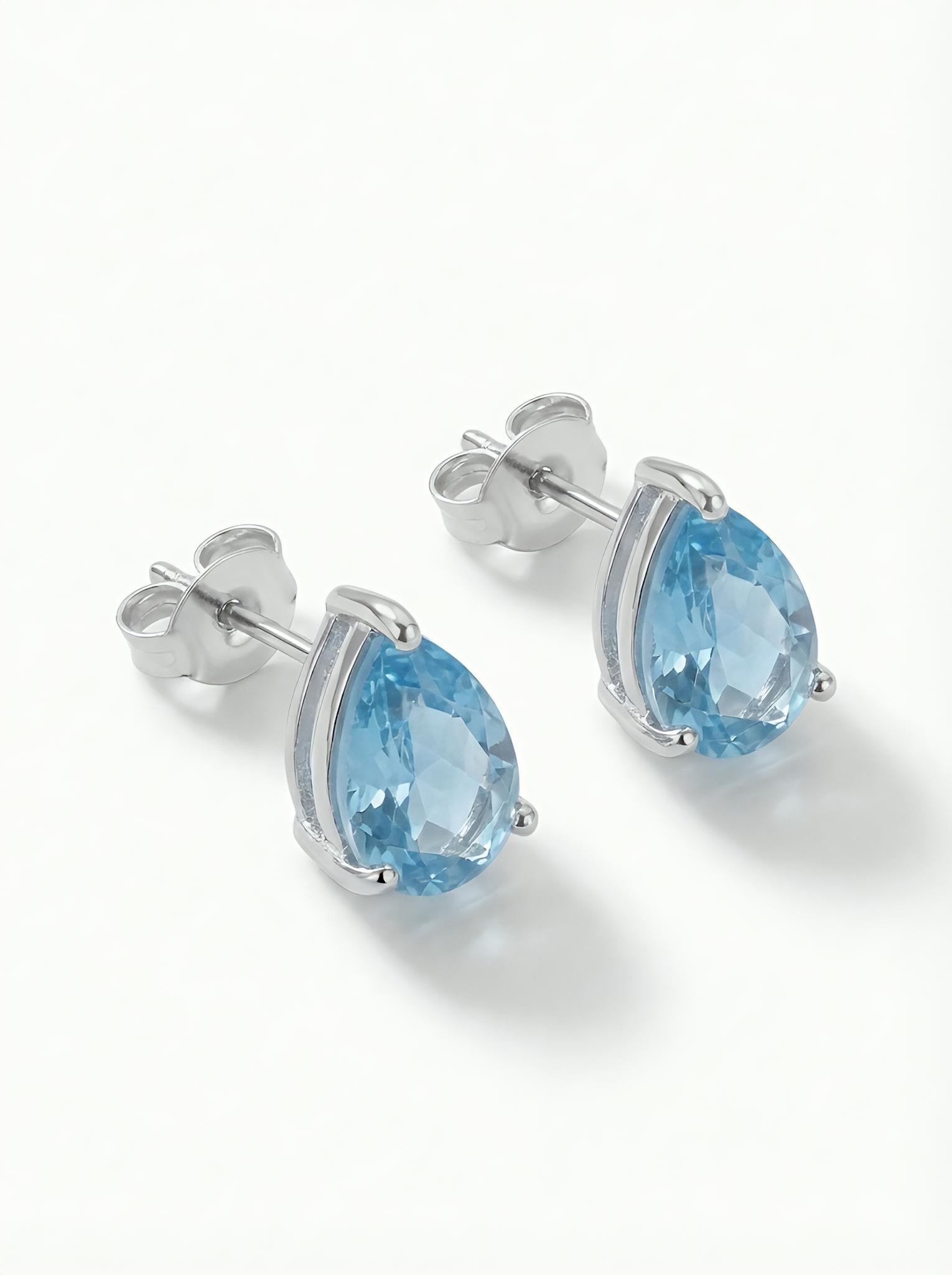 Side view of Belisca 48 Pointer Rosecut Lab Diamond Stud Earrings in 14K White Gold - Fiona Diamonds