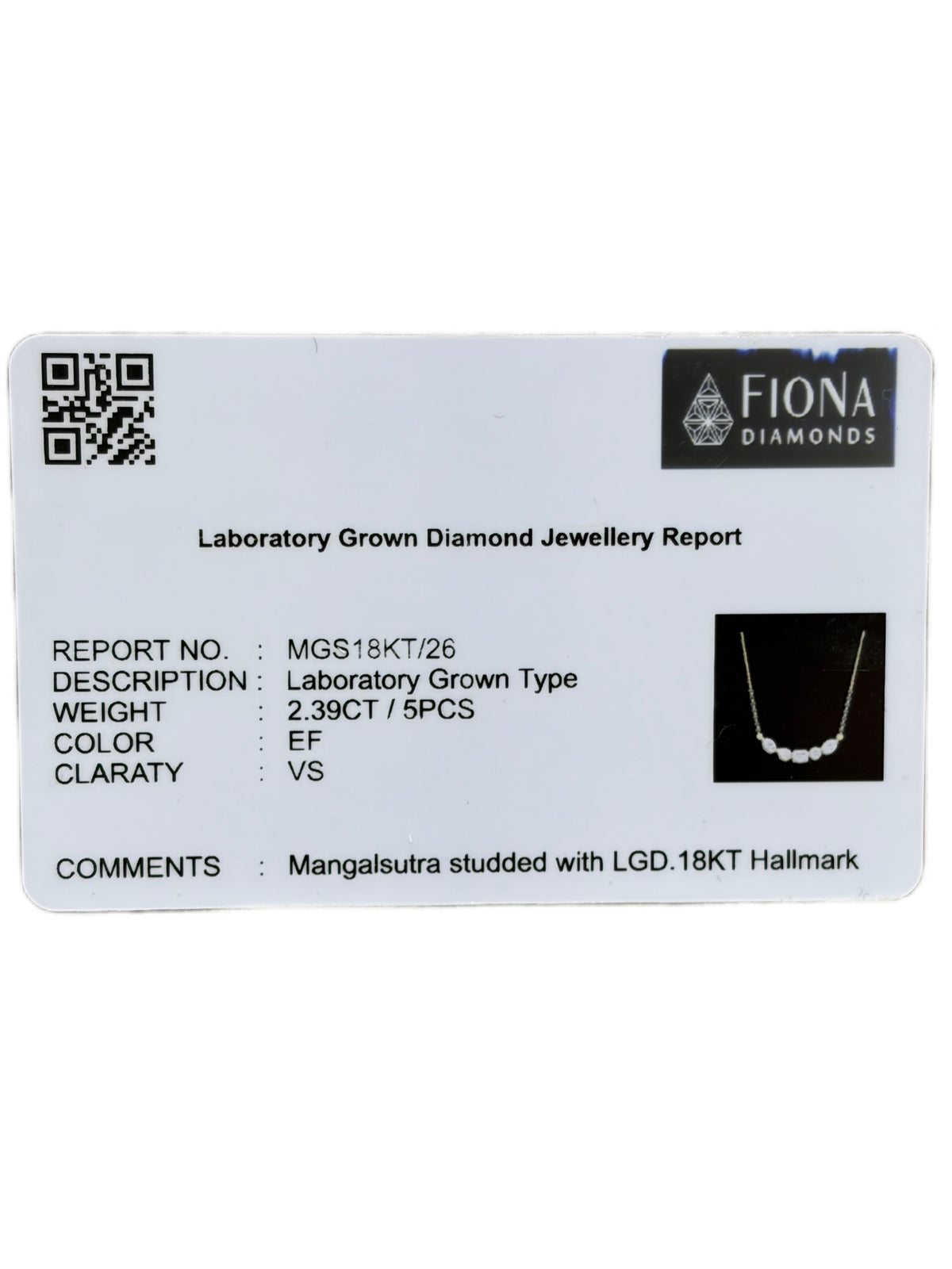 Mangal Thyren Lab Diamond Mangalsutra - Fiona Diamonds - Fiona Diamonds