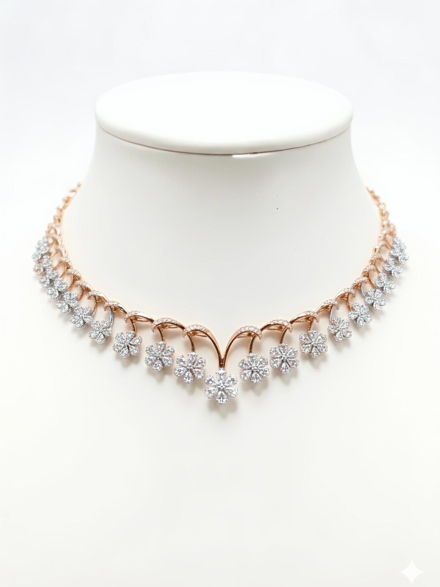 Mystic Embrace Pear Lab Diamond Designer Necklace in 18K Rose Gold by Fiona Diamonds