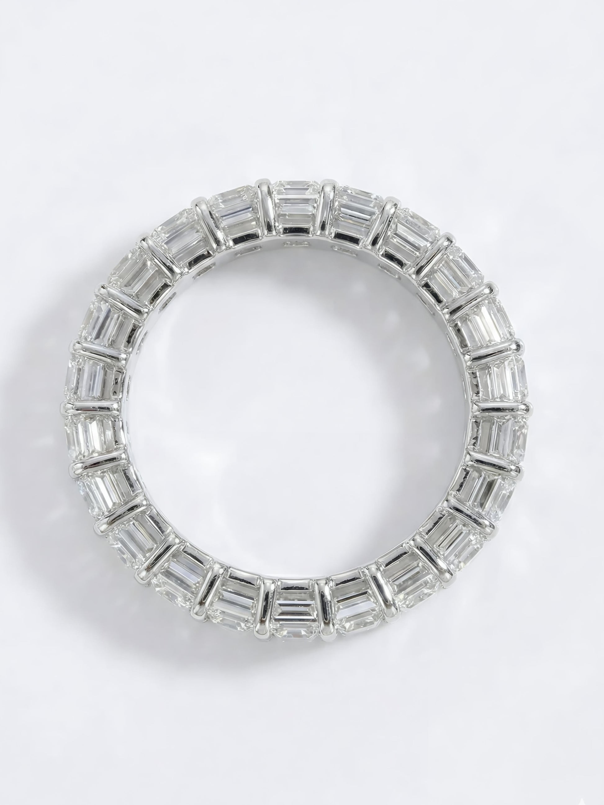 Side view of Aelivra Emerald Lab Diamond Eternity Ring in 18K White Gold - Fiona Diamonds