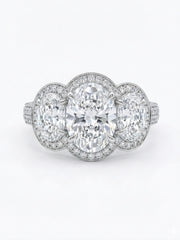 Kalliope Oval Lab Diamond Three Stone Ring in 14K White Gold by Fiona Diamonds