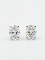 2ct Oval Oval Lab Diamond Classic Solitaire Stud Earrings in 18K White Gold by Fiona Diamonds