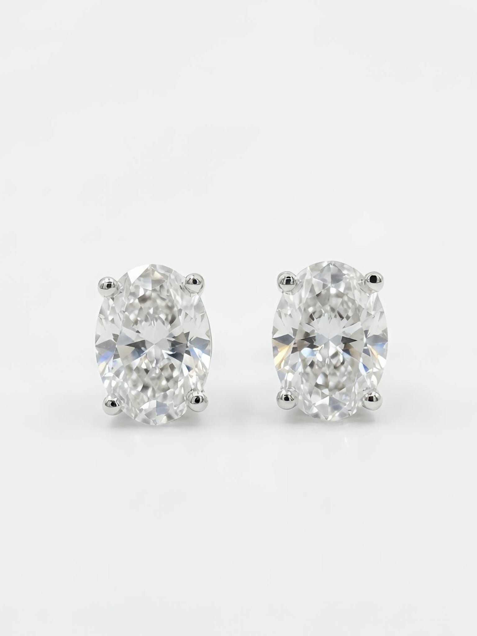 2ct Oval Oval Lab Diamond Classic Solitaire Stud Earrings in 18K White Gold by Fiona Diamonds