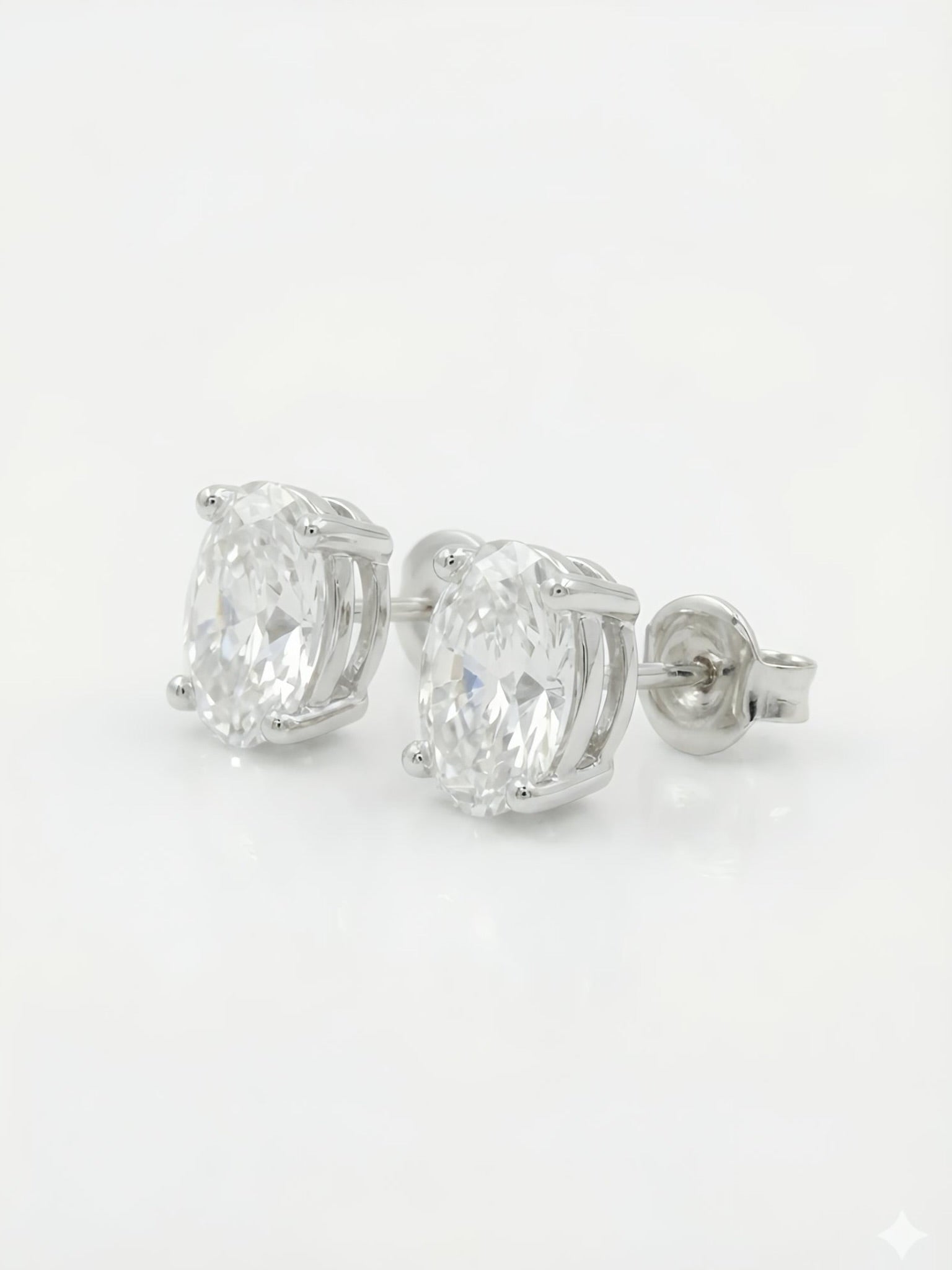 Side view of 2ct Oval Oval Lab Diamond Stud Earrings in 18K White Gold - Fiona Diamonds