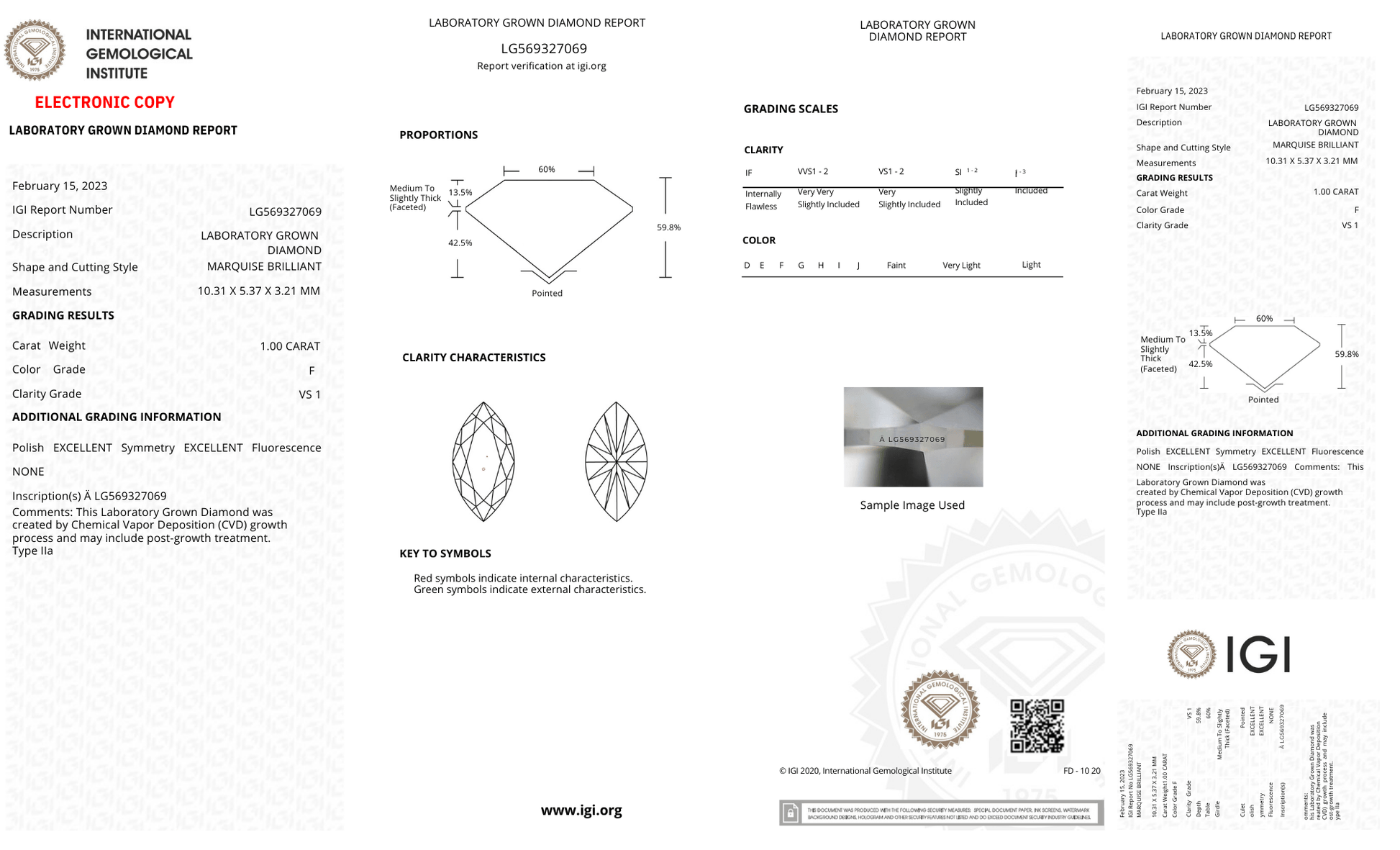 Marquise 1ct F-VS1 Loose Lab Grown Diamond Solitaire - Fiona Diamonds - Fiona Diamonds