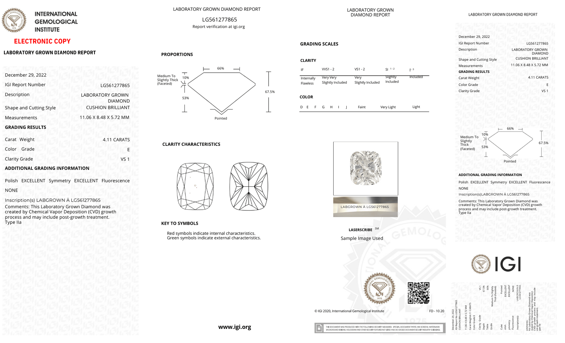 Cushion 4.11ct F-VS2 loose Grown Lab Diamond Solitaire - Fiona Diamonds - Fiona Diamonds