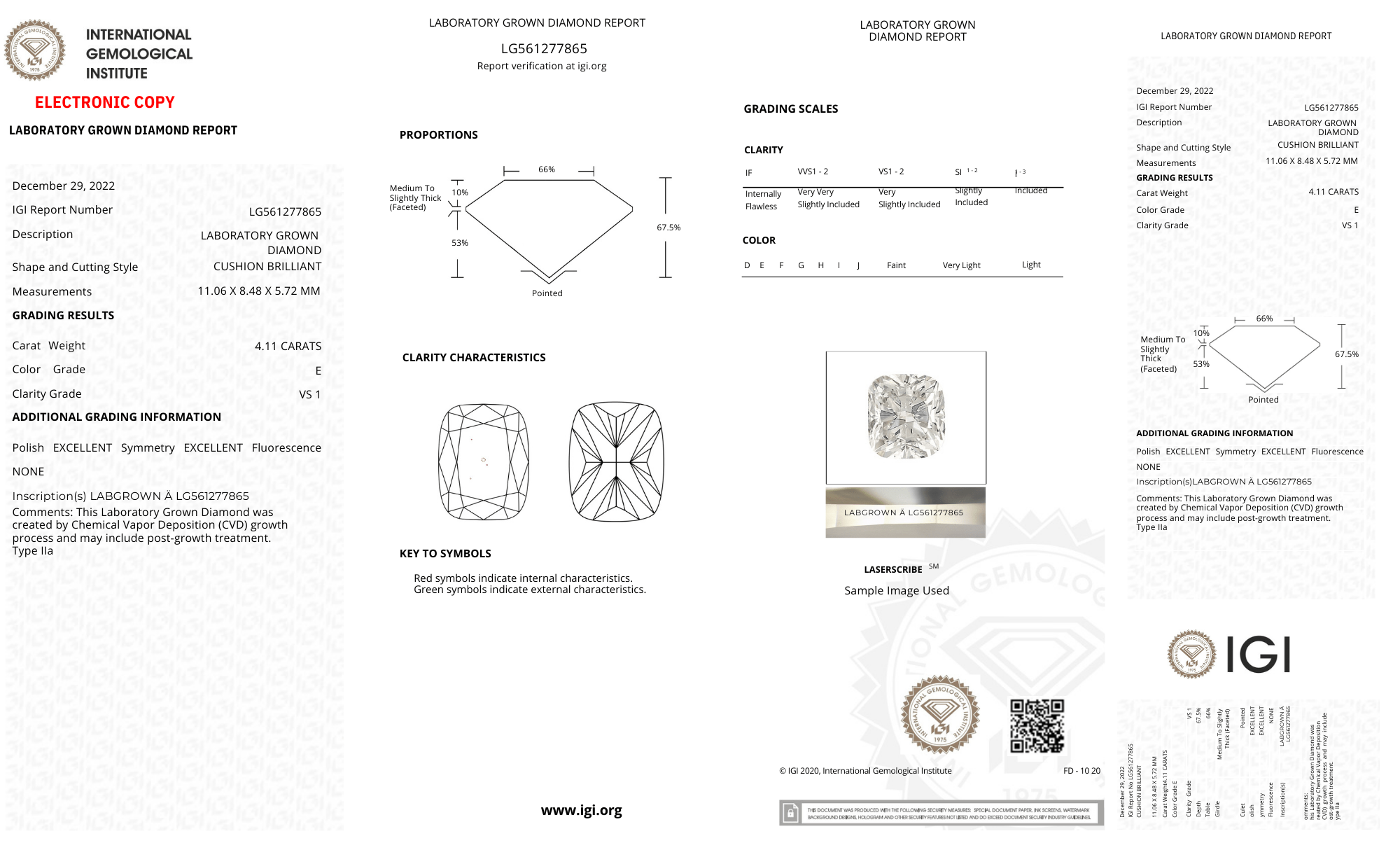 Cushion 4.11ct F-VS2 loose Grown Lab Diamond Solitaire - Fiona Diamonds - Fiona Diamonds